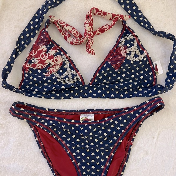 Lucky Brand American peace sign bikini SM - Picture 2 of 3
